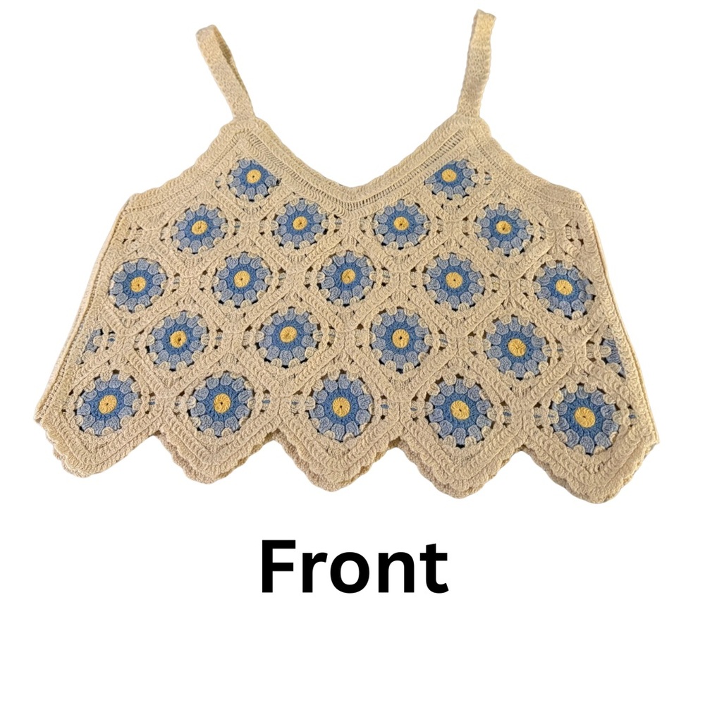 Blue and White Cropped Camisole